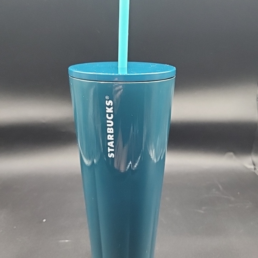 Starbucks 2023 Two Tone Blue Metal Tumbler Straw Included 24 Fl Oz